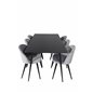 Silar Dining Table - 180 cm - Black Melamine / Black Legs, Velvet Dining Chair - Light Grey / Black_6