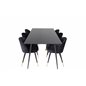 Silar Dining Table - 180 cm - Black Melamine / Black Legs, Velvet Dining Chair Brass - Black / Black_6