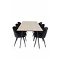 Silar Dining Table - 180 cm - "Wood Look"  Melamine / Black Legs, Velvet Dining Chair - Black / Black_6