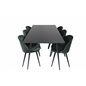Silar spisebord - 180 cm - sort melamin / sorte ben, fløjls spisebordsstol - grøn / sort_6
