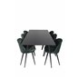Silar spisebord - 180 cm - sort melamin / sorte ben, fløjls spisebordsstol - grøn / sort_6