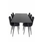 Silar Dining Table - 180 cm - Black Melamine / Black Legs, Polar Diamond Dining Chair - Black Legs - Black Velvet_6