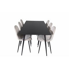 Silar Dining Table - 180 cm - Black Melamine / Black Legs, Polar Dining Chair- Black legs / Beige Velvet (ersätter 19902-880)_6