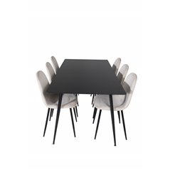 Silar Dining Table - 180 cm - Black Melamine / Black Legs, Polar Dining Chair- Black legs / Beige Velvet (ersätter 19902-880)_6