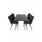 Silar Dining Table - 180 cm - Black Melamine / Black Legs, Gemma  Dining Chair - Black Legs - Black Fabric_6