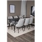 Silar Dining Table - 180 cm - Black Melamine / Black Legs, Velvet Deluxe Dining Chair - Black Legs - Light Grey Fabric_6