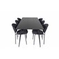 Silar Dining Table - 180 cm - Black Melamine / Black Legs, Vault Dining Chair - Black Legs - Black Fabric_6