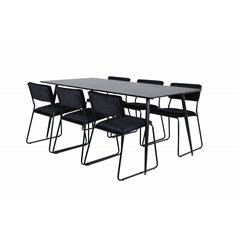 Silar Dining Table - 180 cm - Black Melamine / Black Legs+Kenth Chair - Black / Black Velvet_6