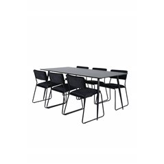 Silar Dining Table - 180 cm - Black Melamine / Black Legs+Kenth Chair - Black / Black Velvet_6