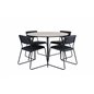 Silar Dining Table - Round 100 cm - "Wood Look" Melamine / Black Legs+Kenth Chair - Black / Black PU_4