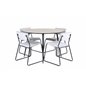Silar Dining Table - Round 100 cm - "Wood Look" Melamine / Black Legs+Kenth Chair - Black / Light Grey Velvet_4