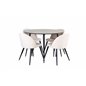 Silar Dining Table - Round 100 cm - "Wood Look" Melamine / Black Legs+Velvet Stitches Chair - Black / Beige Velvet_4