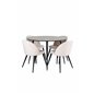 Silar Dining Table - Round 100 cm - "Wood Look" Melamine / Black Legs+Velvet Stitches Chair - Black / Beige Velvet_4