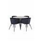 Silar Dining Table - Round 100 cm - "Wood Look" Melamine / Black Legs+Berit Chair - Black / Black Velvet_4