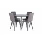 Silar Dining Table - Round 100 cm - Black Melamine / Black Legs+Windu Lyx Chair - Black / Grey Micro Fibre_4