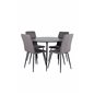 Silar Dining Table - Round 100 cm - Black Melamine / Black Legs+Windu Lyx Chair - Black / Grey Micro Fibre_4