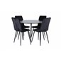 Silar Dining Table - Round 100 cm - Black Melamine / Black Legs+Windu Lyx Chair - Black / Black Velvet_4