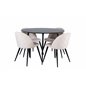 Silar Dining Table - Round 100 cm - Black Melamine / Black Legs+Velvet Stitches Chair - Black / Beige Velvet_4