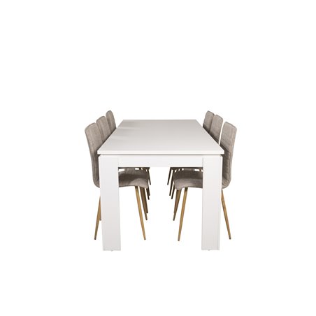 Lind Dining Table 180*90*H78 - White, Windu Lyx Dining Chair - Light Grey / Oak_6