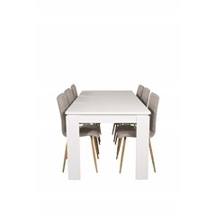 Lind Dining Table 180*90*H78 - White, Windu Lyx Dining Chair - Light Grey / Oak_6