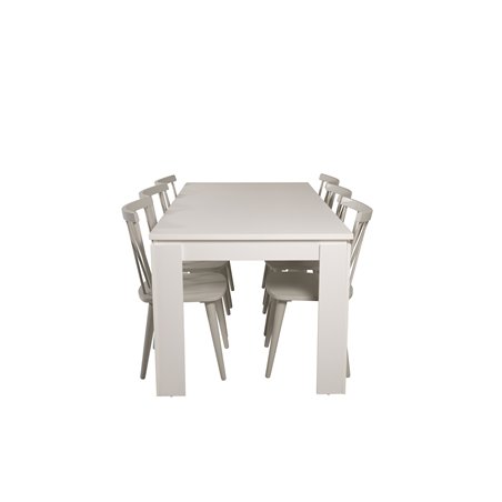 Lind Dining Table 180*90*H78 - White, Mariannelund Windsor Chair - Grey_6
