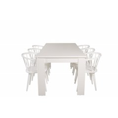 Lind Dining Table 180*90*H78 - White, Bullerbyn Windsor Dining Chair - White_6