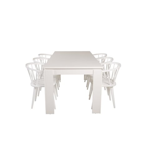 Lind Dining Table 180*90*H78 - White, Bullerbyn Windsor Dining Chair - White_6