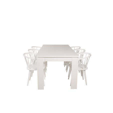 Lind Dining Table 180*90*H78 - White, Bullerbyn Windsor Dining Chair - White_6