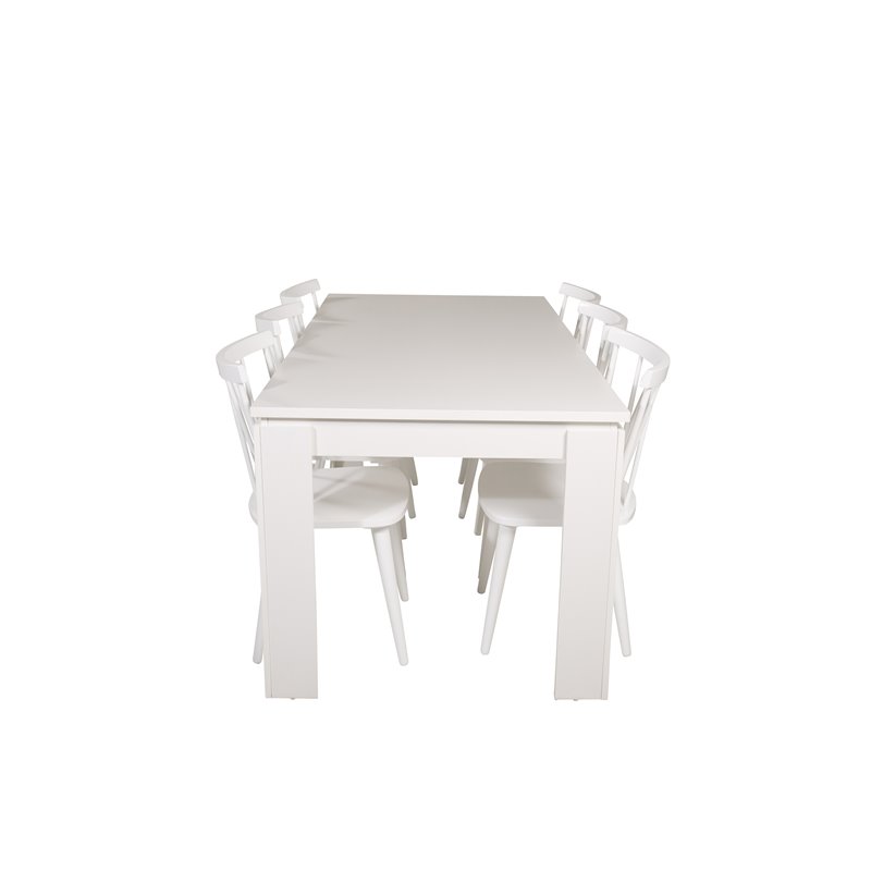 Lind Dining Table 180*90*H78 - White, Mariannelund Windsor Chair - White_6