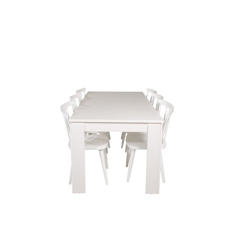 Lind Dining Table 180*90*H78 - White, Mariannelund Windsor Chair - White_6