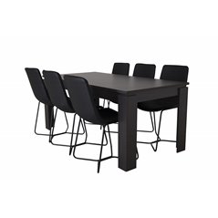 Lind Dining Table 180*90*H78 - Black Oak, X-Dining Chair - Black / Black_6