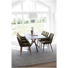 Lind Dining Table 180*90*H78 - White, Comfort Dining Chair - Grey / White_6