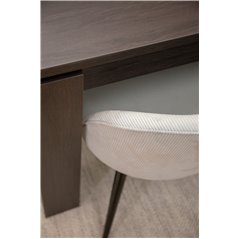 Lind Dining Table 180*90*H78 - Black Oak, Velvet Dining Chair Corduroy - Light Grey / Black_6