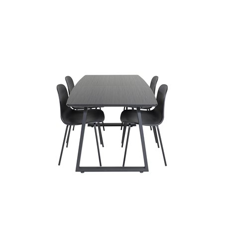 Inca Extentiontable - Black top / black Legs, Arctic Dining Chair - Black Legs - Black Plastic_4