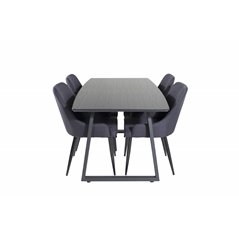 Inca Extentiontable - Black top / black Legs, Plaza Dining Chair - Black Legs - Black Fabric_4