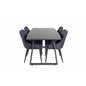 Inca Extentiontable - Black top / black Legs, Plaza Dining Chair - Black Legs - Black Fabric_4