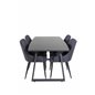 Inca Extentiontable - Black top / black Legs, Plaza Dining Chair - Black Legs - Black Fabric_4