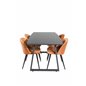 Inca Extentiontable - Black top / black Legs, Velvet Dining Chair - Orange / Black_4
