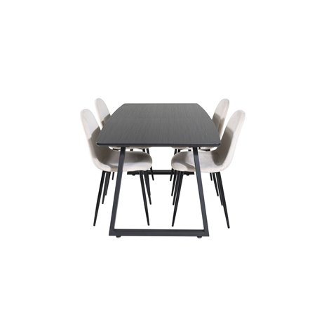 Inca Extentiontable - Black top / black Legs, Polar Dining Chair- Black legs / Beige Velvet (ersätter 19902-880)_4