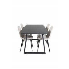 Inca Extentiontable - Black top / black Legs, Polar Dining Chair- Black legs / Beige Velvet (ersätter 19902-880)_4