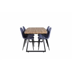 Inca Dining Table - 160/200*85*H75 - Oak / Black, Polar Dining Chair - Black Legs - Blue Fabric_4