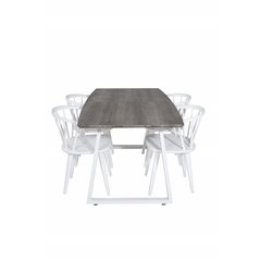 Inca Extentiontable - grey "oak"  / white Legs, Bullerbyn Windsor Dining Chair - White_4