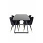 Inca Extentiontable - Black top / black Legs, Velvet Dining Chair Brass - Black / Black_4