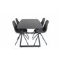 Inca Extentiontable - Black top / black Legs, Polar Dining Chair with Spin function - black Legs - Black PU - Black Stitches_4