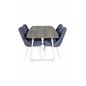 Inca Extentiontable - grey "oak" / white Legs, Velvet Deluxe Dining Chair - White Legs - Blue Fabric_4