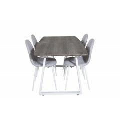 Inca Extentiontable - grey "oak"  / white Legs, Polar Dining Chair - White Legs - Light Grey Fabric_4