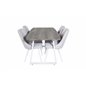 Inca Extentiontable - grey "oak"  / white Legs, Velvet Deluxe Dining Chair - White Legs - Light Grey Fabric_4