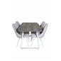 Inca Extentiontable - grey "oak"  / white Legs, Velvet Deluxe Dining Chair - White Legs - Light Grey Fabric_4