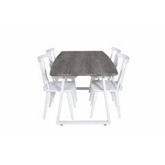 Inca Extentiontable - grey "oak"  / white Legs, Mariannelund Windsor Chair - White_4