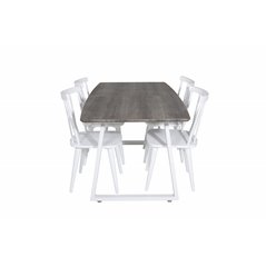 Inca Extentiontable - grey "oak" / white Legs, Mariannelund Windsor Chair - White_4